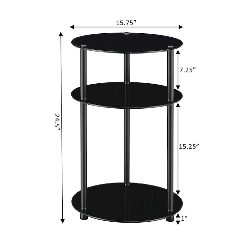 Convenience Concepts Designs2Go Classic Glass 3 Tier Round Table