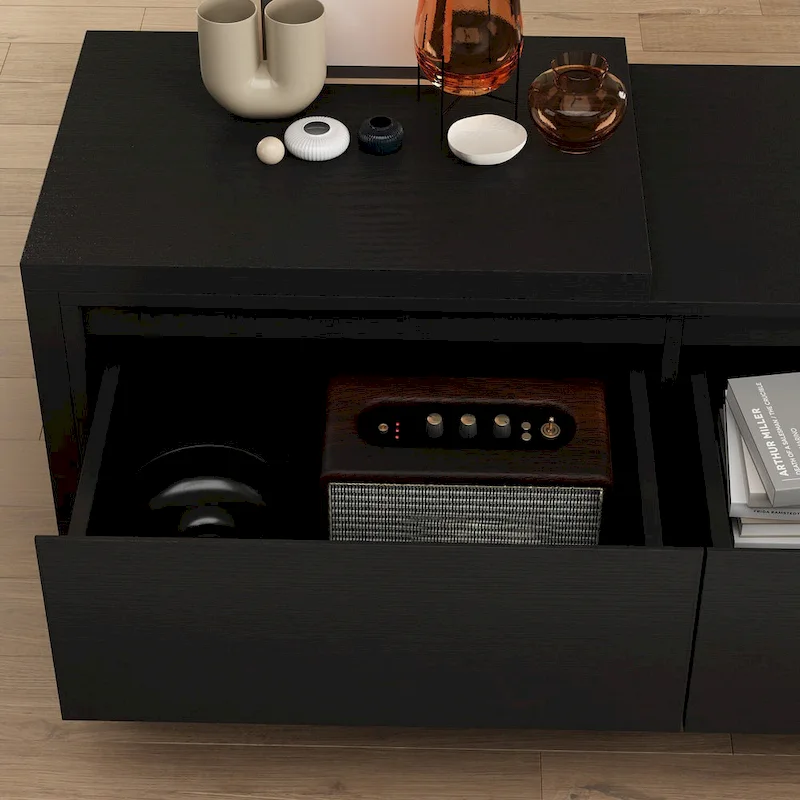 Entertainment Center Table Retracted Extendable TV Stand in Stretch