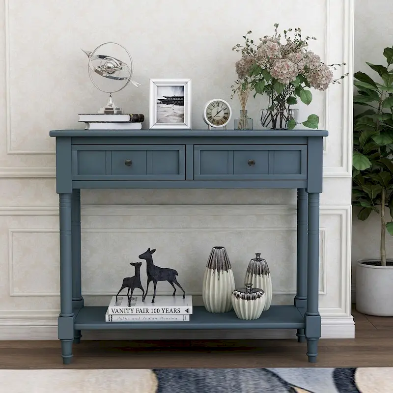 Daisy Series Console Table with 2 Drawers and Bottom Shelf
