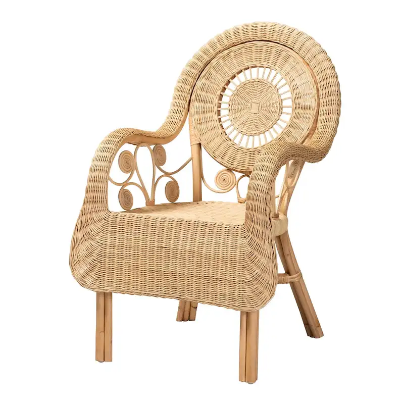 Putri Modern Bohemian Natural Rattan Arm Chair