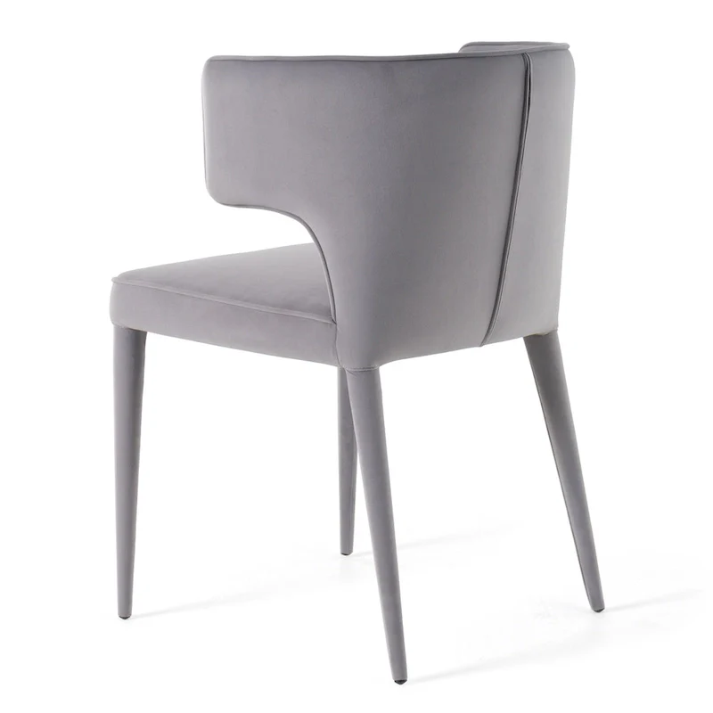 Modrest Lucero Modern Grey Velvet Arm Dining Chair
