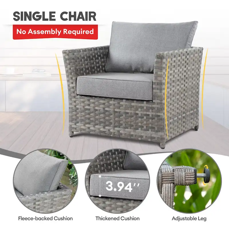 XIZZI 6-piece Patio Wicker Furniture Set with Coffee Table