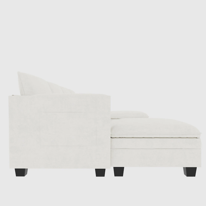 Christopher Knight Home - Noah 141.5 U-Shaped 6-Seater Sofa Couch with Movable Ottoman and Armrest Pockets, Fabric Upholstery