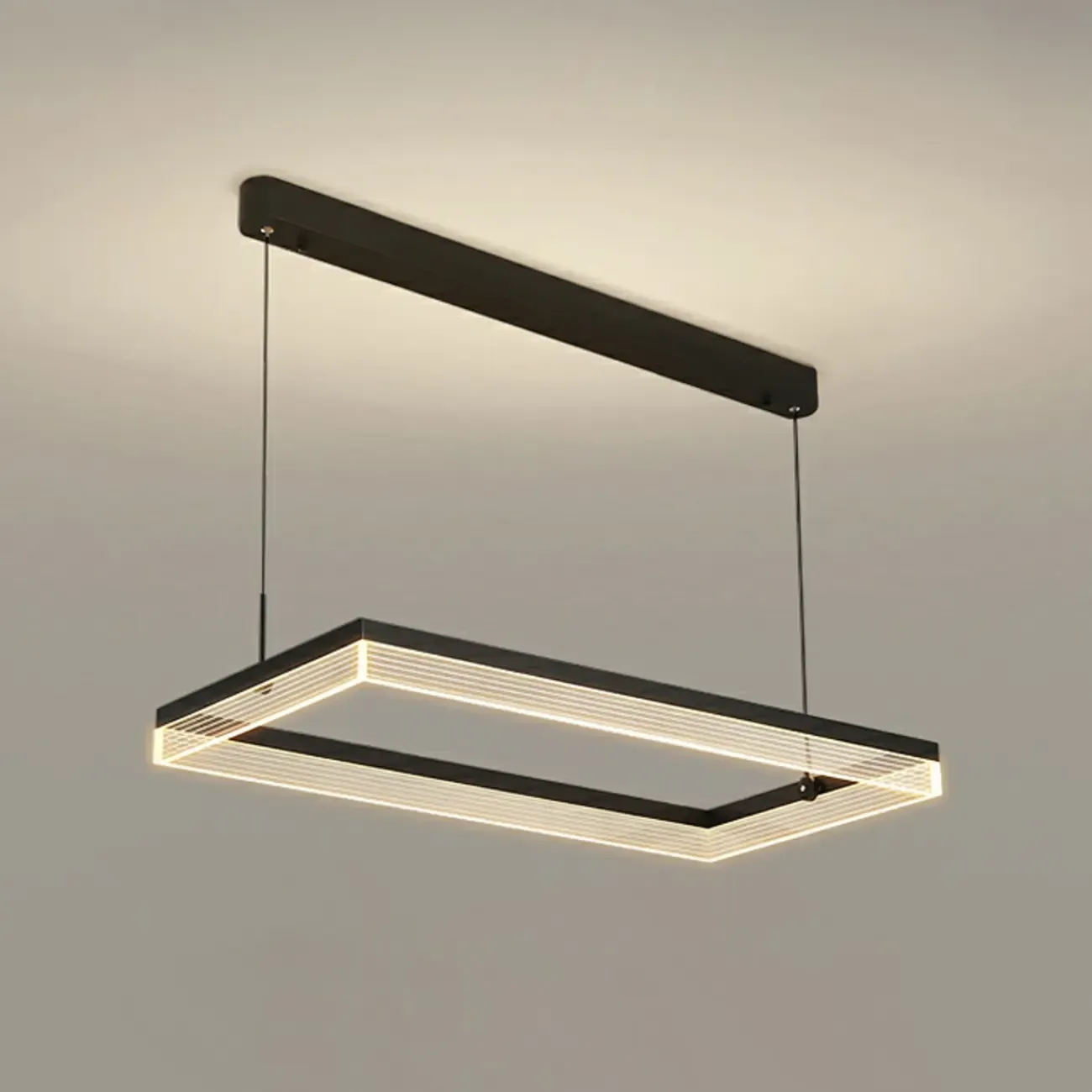 Modern Black Rectangular LED Island Pendant Light