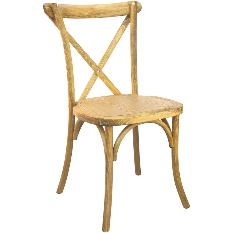 Modern Solid Wood Stacking Cross Back Dining Chairs (Set of 2)