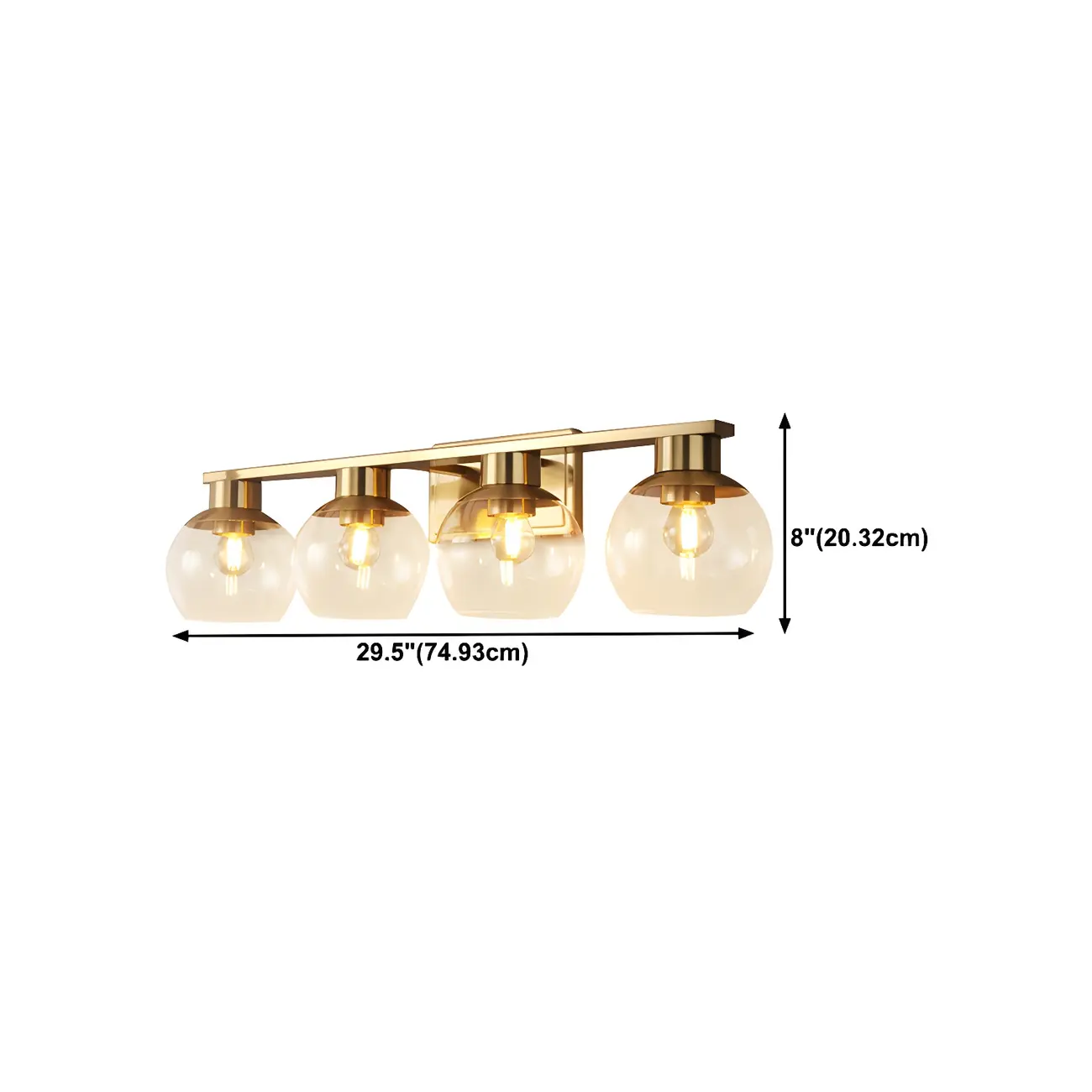 Modern Gold Clear Glass Dome Bathroom Vanity Light
