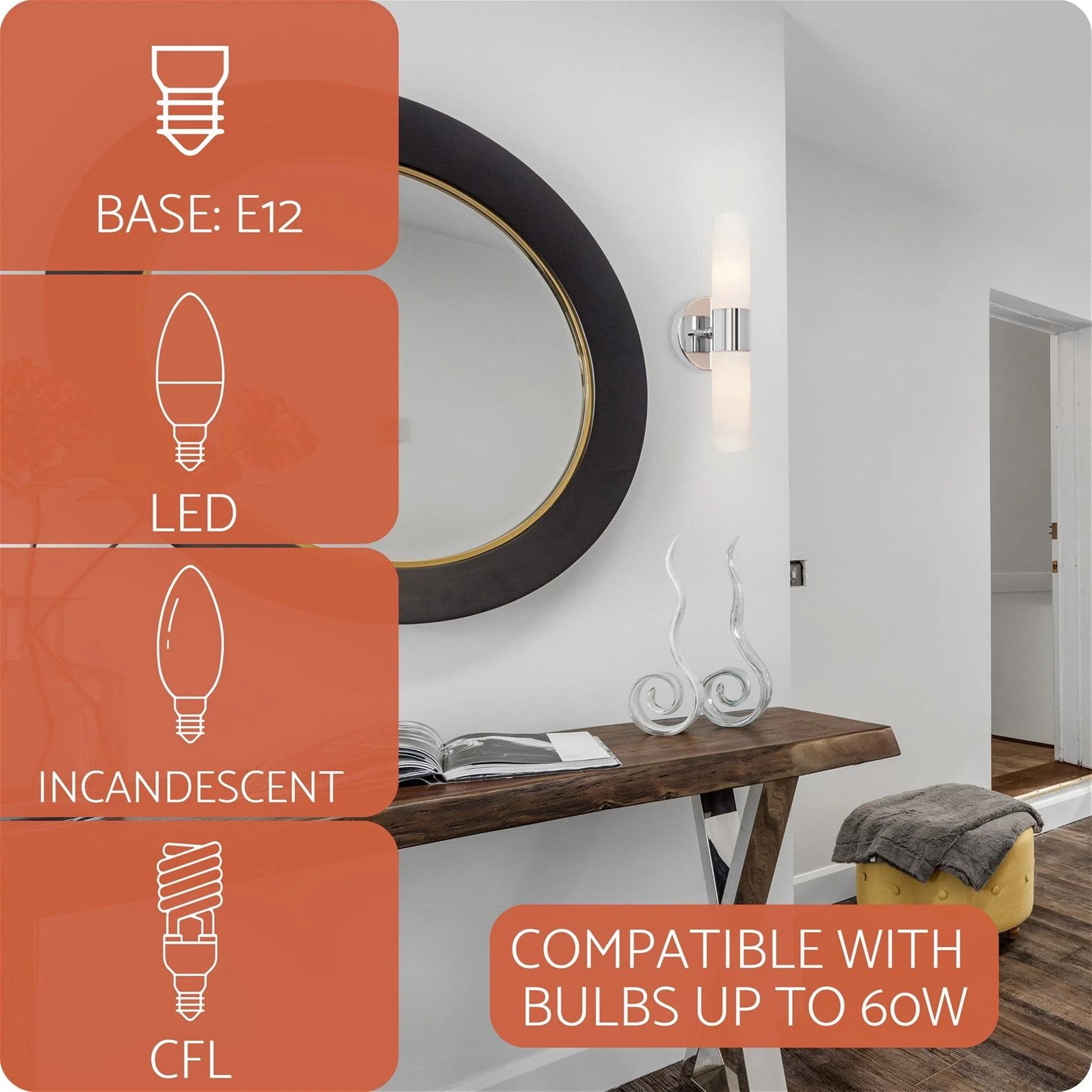 Duo 14 Modern Bathroom / Vanity Wall Sconce