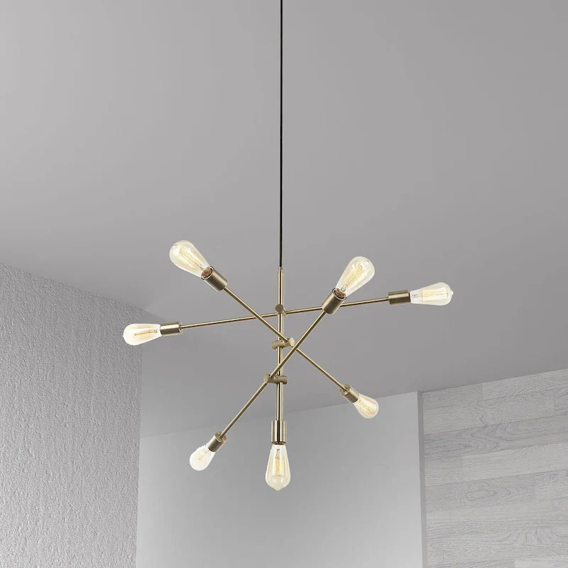 7LT Incandescent Adjustable Pendant, Aged Brass