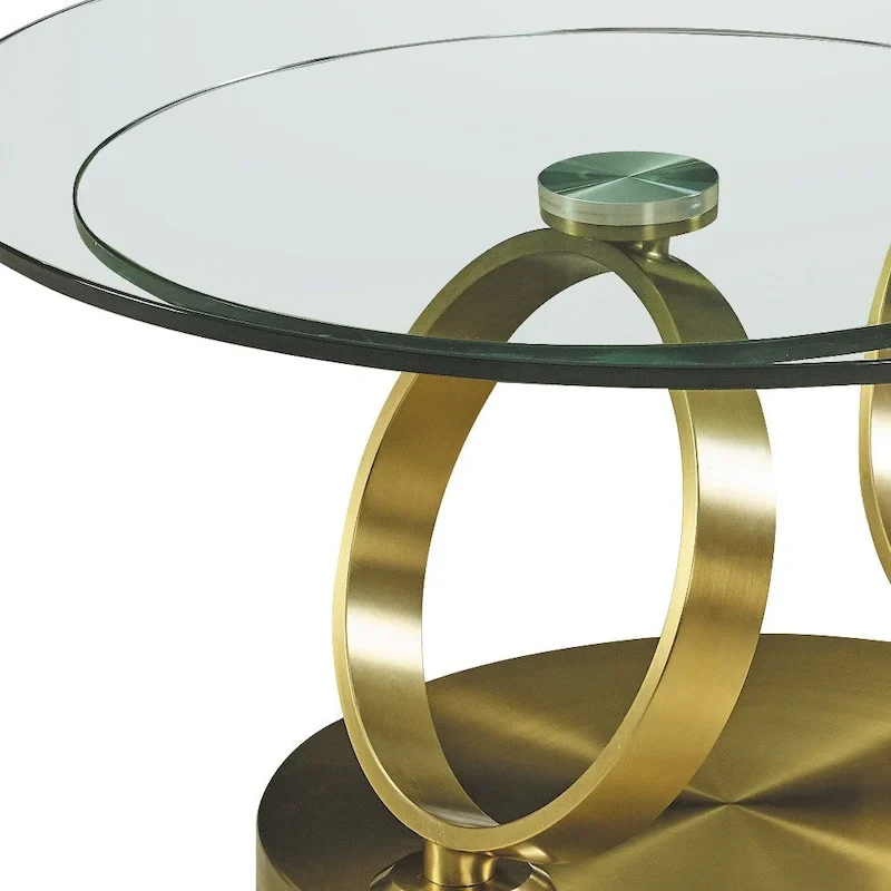 HomeRoots 32 Clear And Gold Glass And Metal Round Abstract Coffee Table - 31.5' X '17' X '31.5