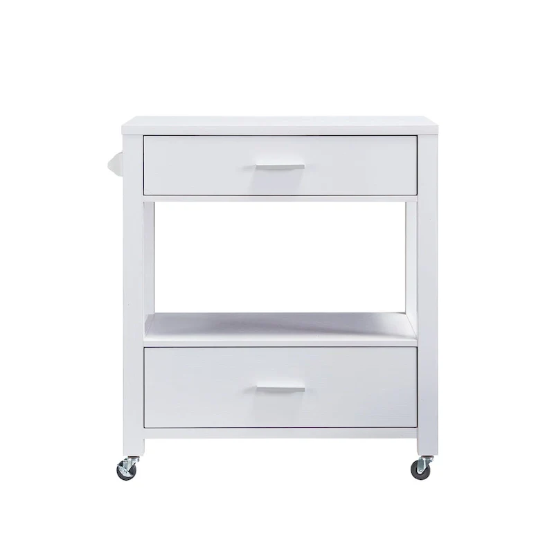 Newsom Modern 2-Drawer Caster Serving Cart with Towel Bar by Furniture of America