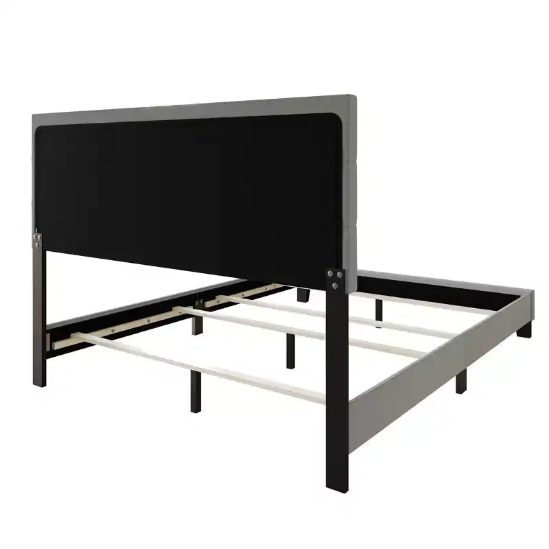 Home Design Sara Panel Bed with 2 Nightstands Gray