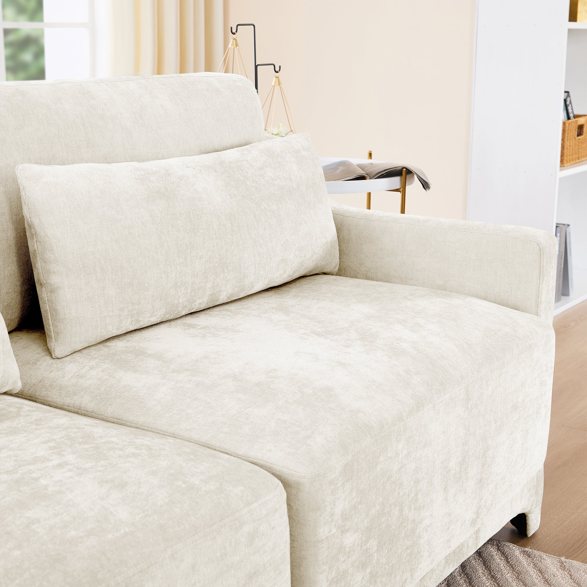 Walker Edison | High-Resilience Foam Chenille Sectional Sofa with Ottomans