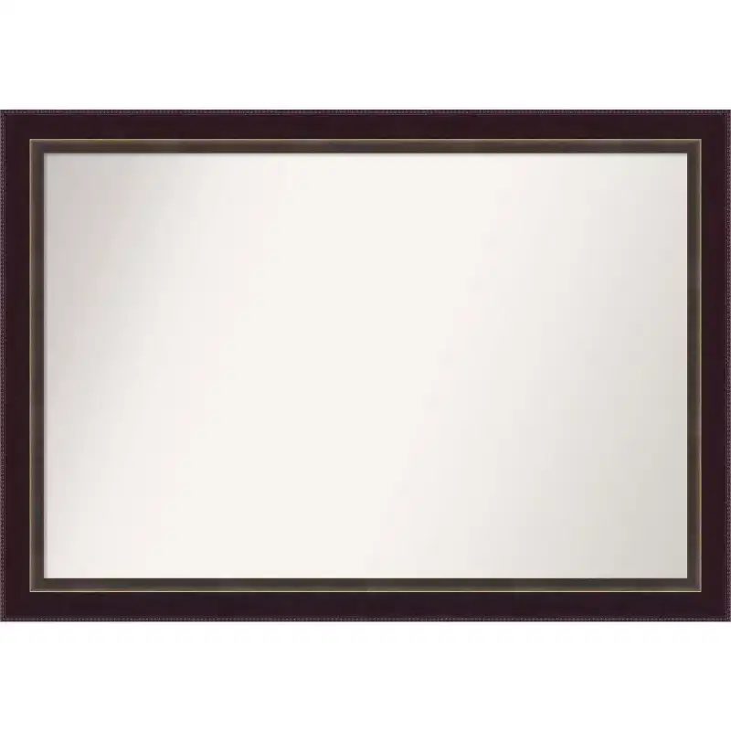 40" x 28" Non-Beveled Signore Bronze Wood Bathroom Wall Mirror - Amanti Art: Includes Mounting Hardware, Wall Mount
