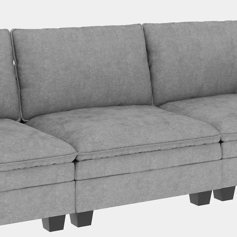 Christopher Knight Home - Noah Large 3-Seater L-Shaped Sofa with Movable Ottoman and Armrest Pockets, Fabric Upholstery