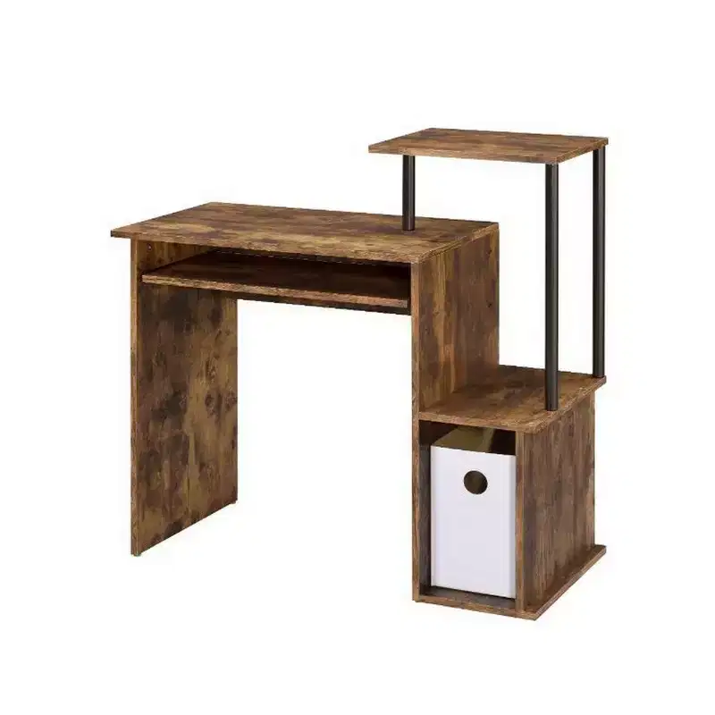 Royal Hampton Computer Desk with Built In Bookshelf, Weathered Oak and Black