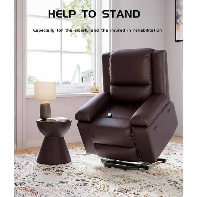 Leather Power Lift Recliner with Heat & Massage