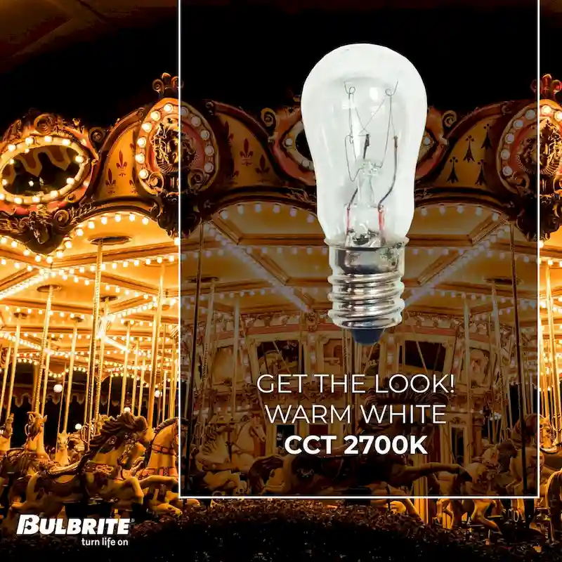 Bulbrite Pack of (25) 6 Watt Dimmable S6 Incandescent Light Bulbs with Candelabra (E12) Base, Clear - Warm White Light