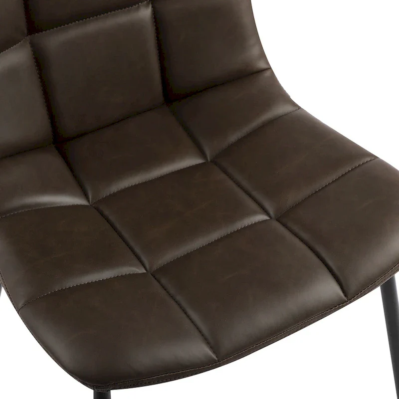 Faux Leather Dining Chairs Upholstered Side Chairs with Metal Legs Set of 2