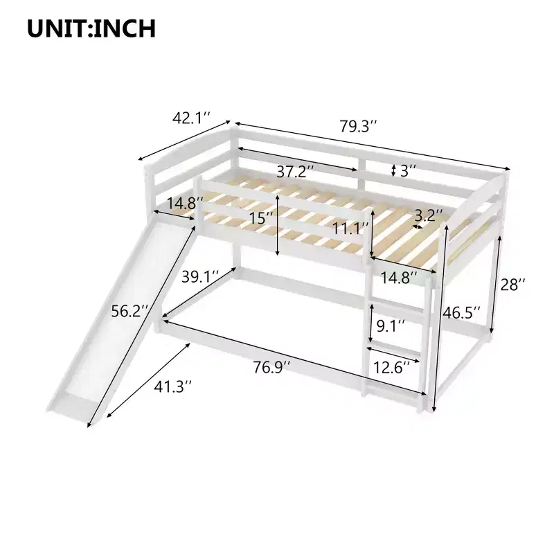 Whisen Twin over Twin Bunk Bed with Convertible Slide and Ladder