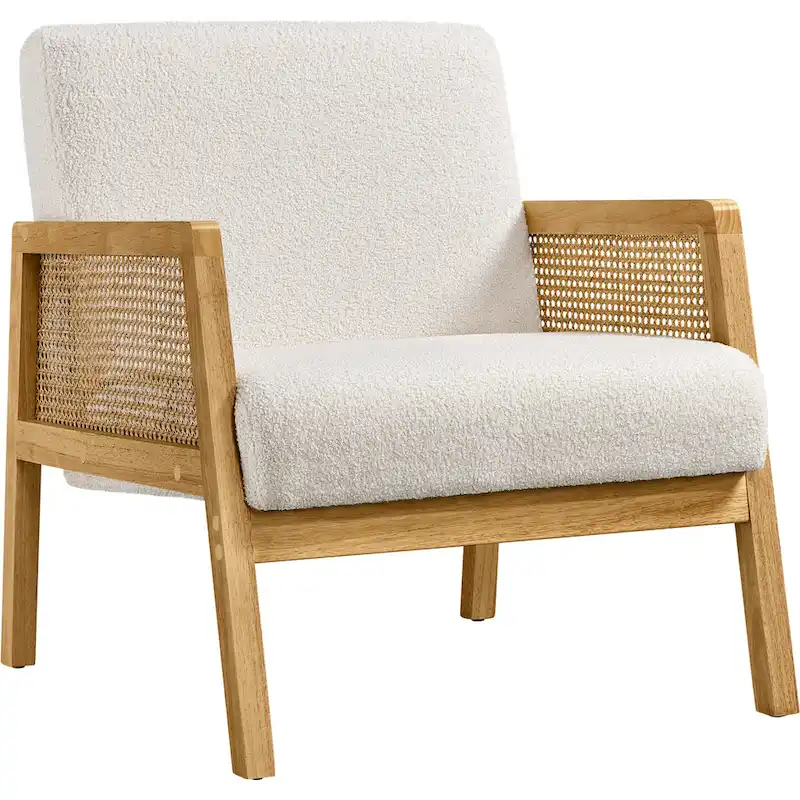 Yaheetech Modern Upholstered Fabric Accent Chair with Rattan Sides - 273031