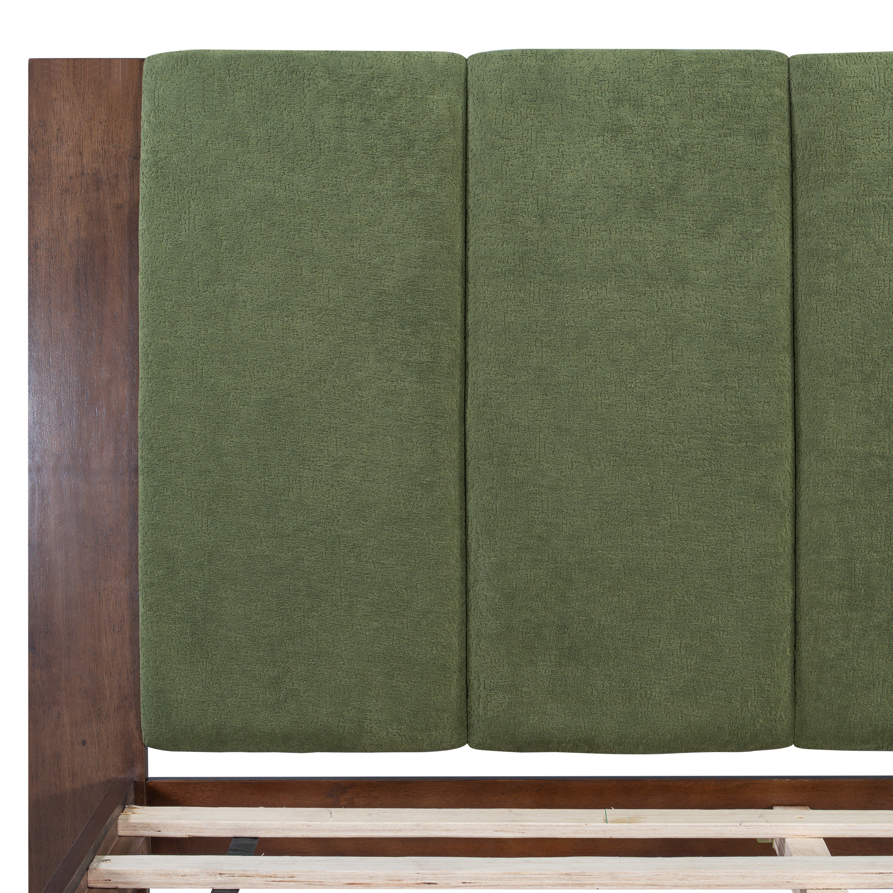 Mid Century Modern Wood and Upholstered Bedframe