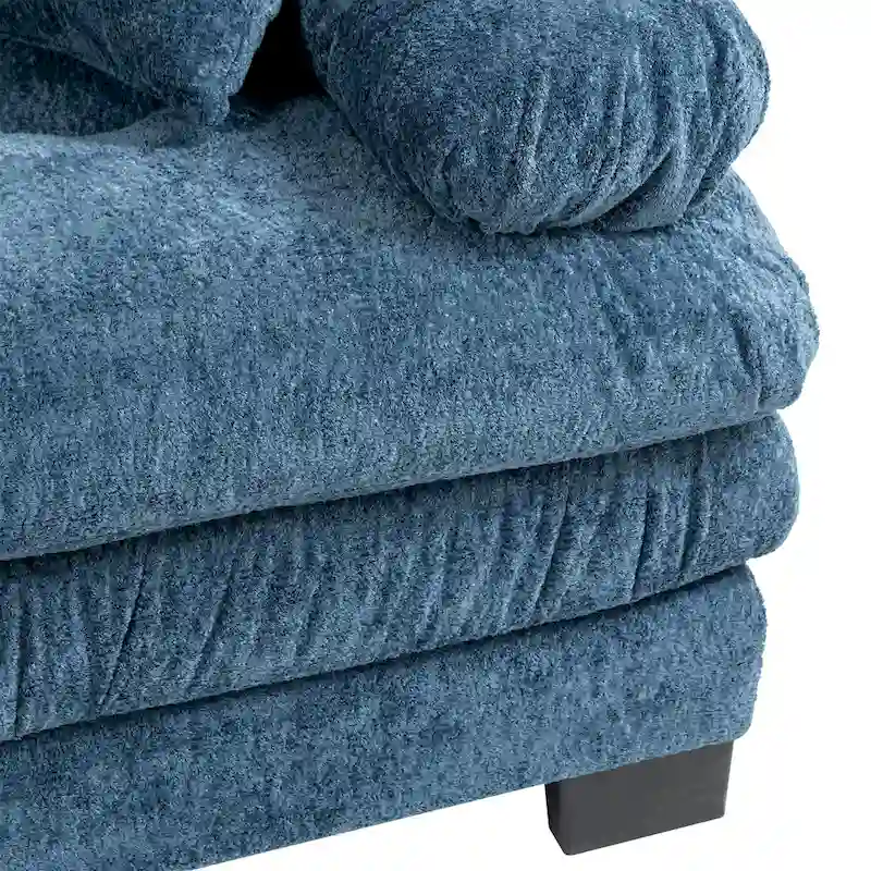 120.87 Chenille L-Shaped Sleeper Sectional Sofa with Ottoman