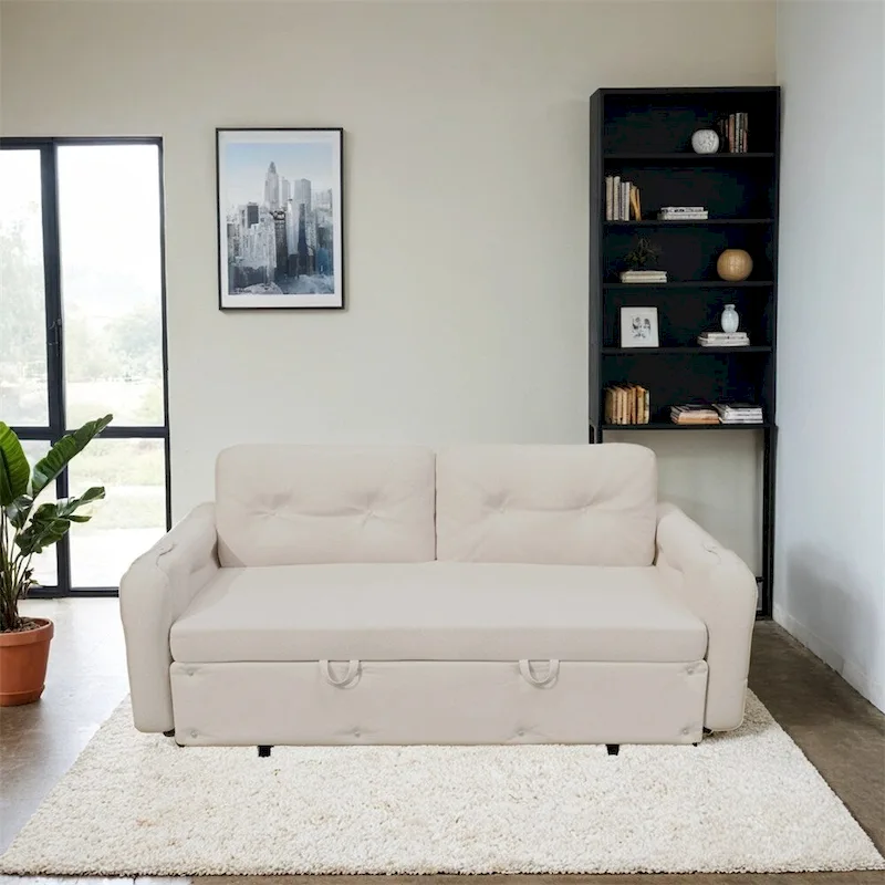 66.2Queen Pull Out Sofa Bed,Hydraulic System Convertible Sleeper Sofa