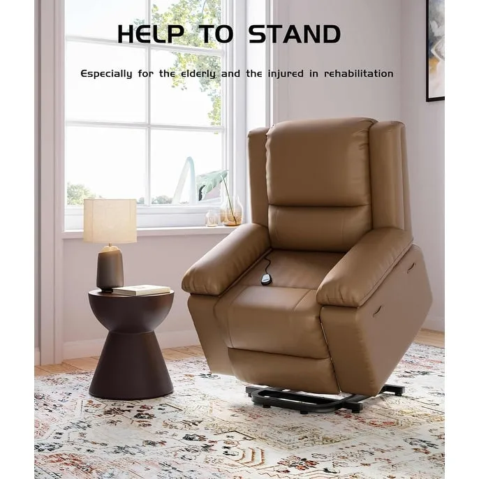 Leather Power Lift Recliner with Heat & Massage