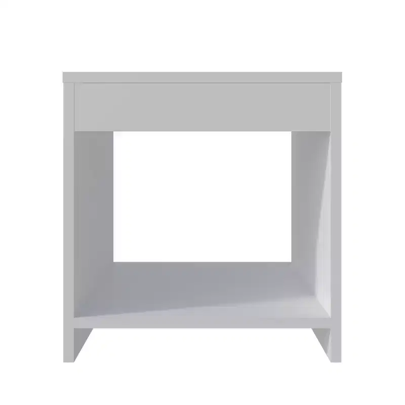 White Melamine Rectangle End Table with Open Shelf - 1 Person