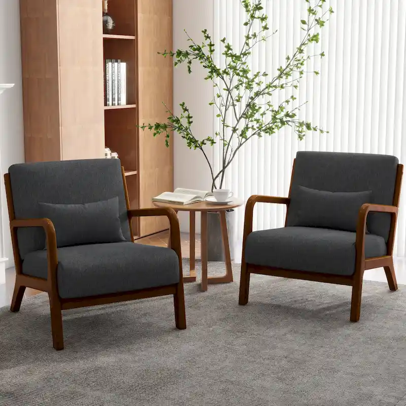 Upholstered Armchair Accent Chairs with Pillows Set of 2