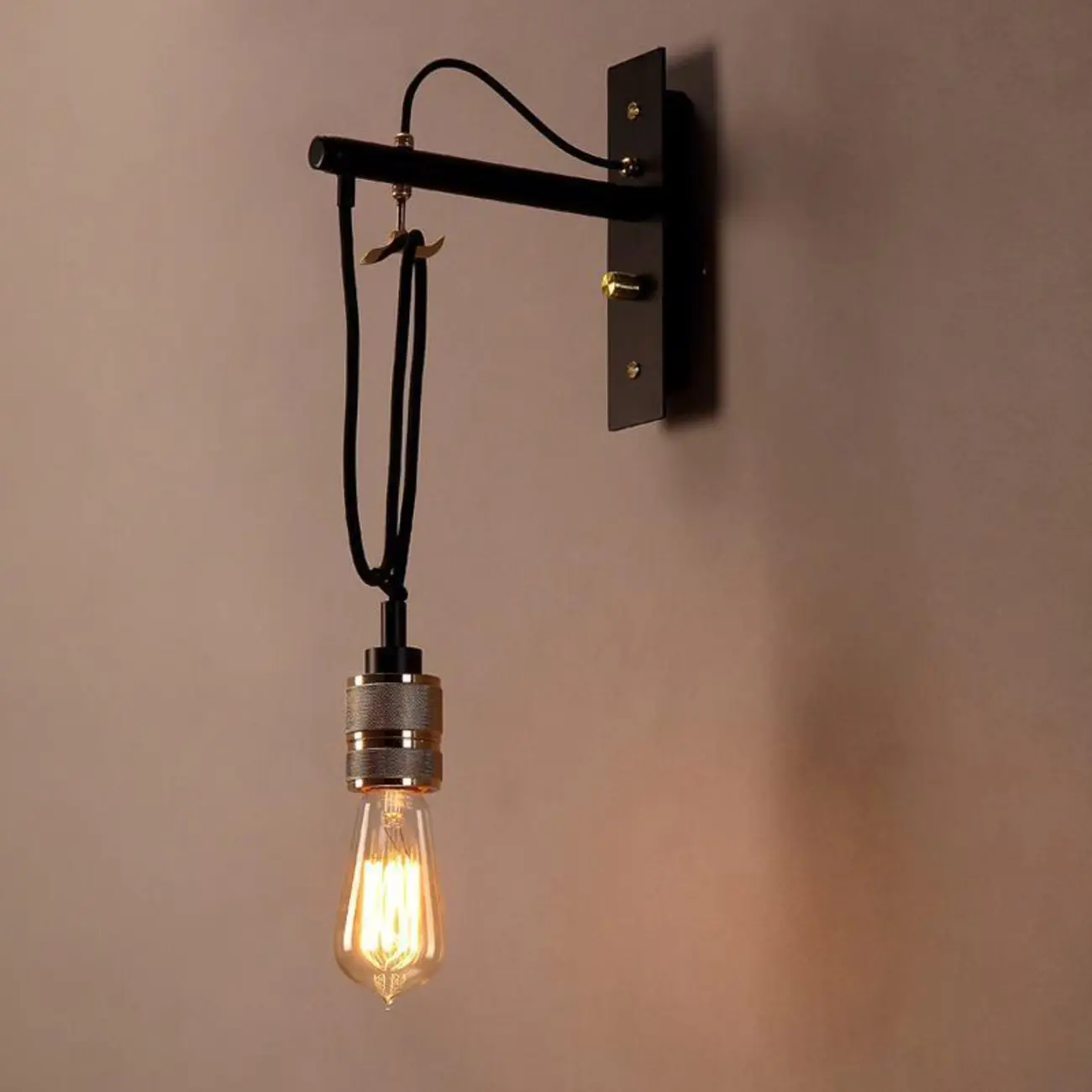 Industrial Metal Black Swing Arm Wall Light