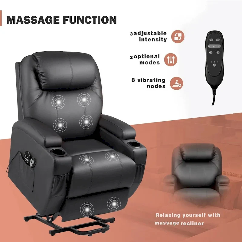 Faux Leather Power Lift Recliner Chair with Massage
