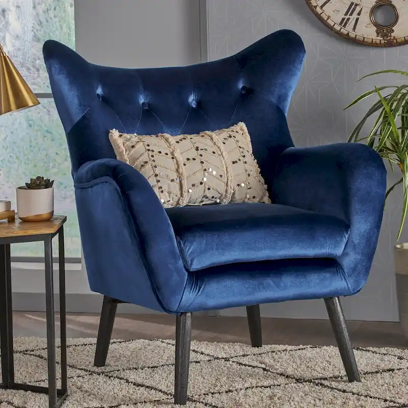 Alyssa Mid-century Upholstered Arm Chair by Christopher Knight Home - 30.25D x 34.25W x 39.75H