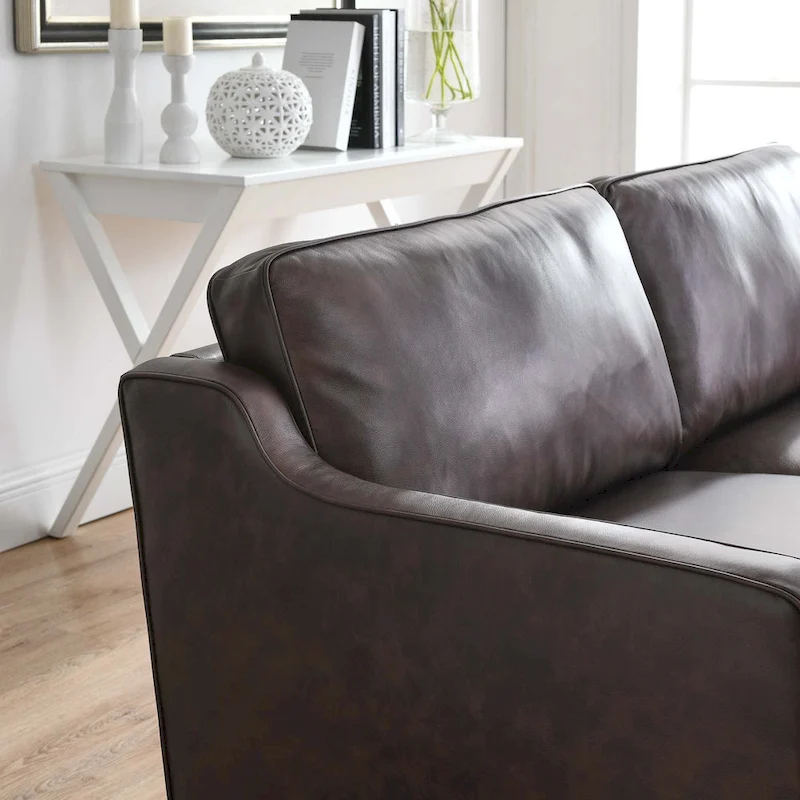 Impart Mid-century Modern Top-grain Leather Sofa