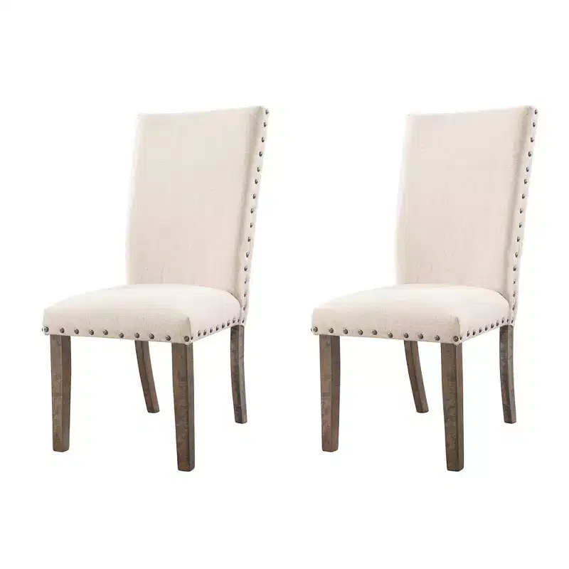 Dex 7pc Extendable Dining Table Set and 6 Upholster Side Chairs Walnut Brown/Cream - Picket House Furnishings: Smokey Finish, Flared Legs