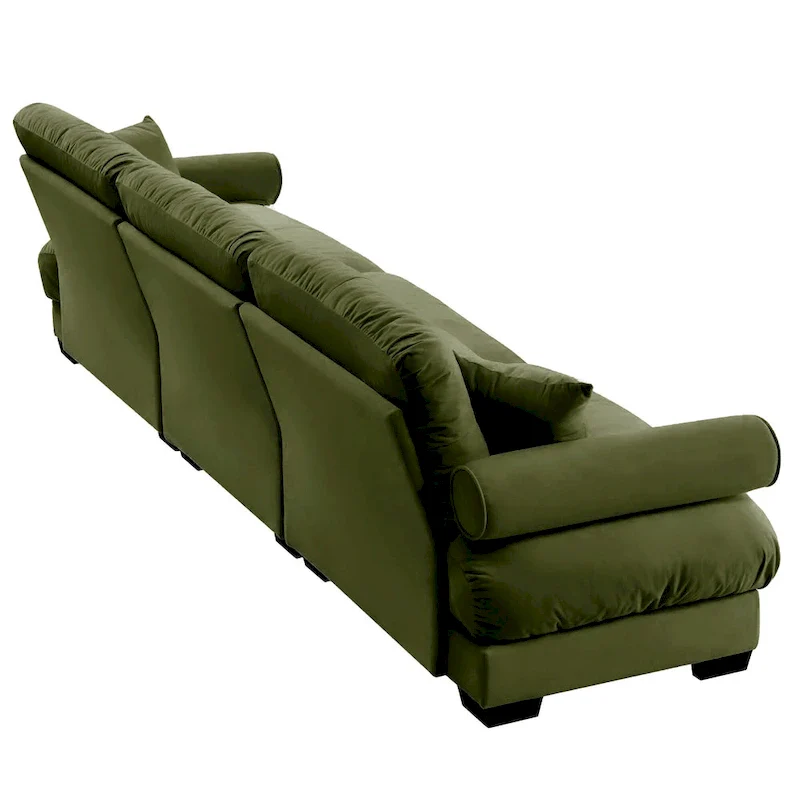 Modular Sectional Sofa - Velvet, 5-Seat, Cloud Cushion, Bolster Armrests, 130W, Configurable