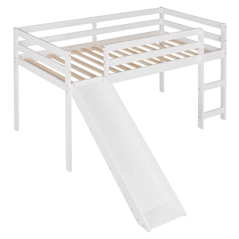 Twin Solid Wood Loft Bed with Fun Slide Feature