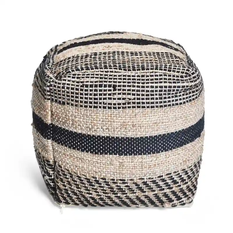 Caiman Handcrafted Boho Fabric Pouf by Christopher Knight Home