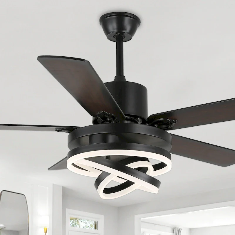 Oaks Aura 52in. DIY Shade Modern Reversible Ceiling Fan with Light, 6-Speed Silent Motor Ceiling Fan with Remote for Large Room