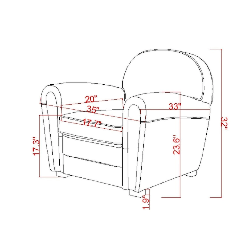 Pasargad Home Genuine Leather Paris Club Chair, Brown
