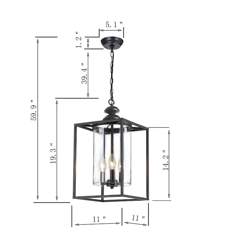 Fairview 3-Light Lantern Square Pendant