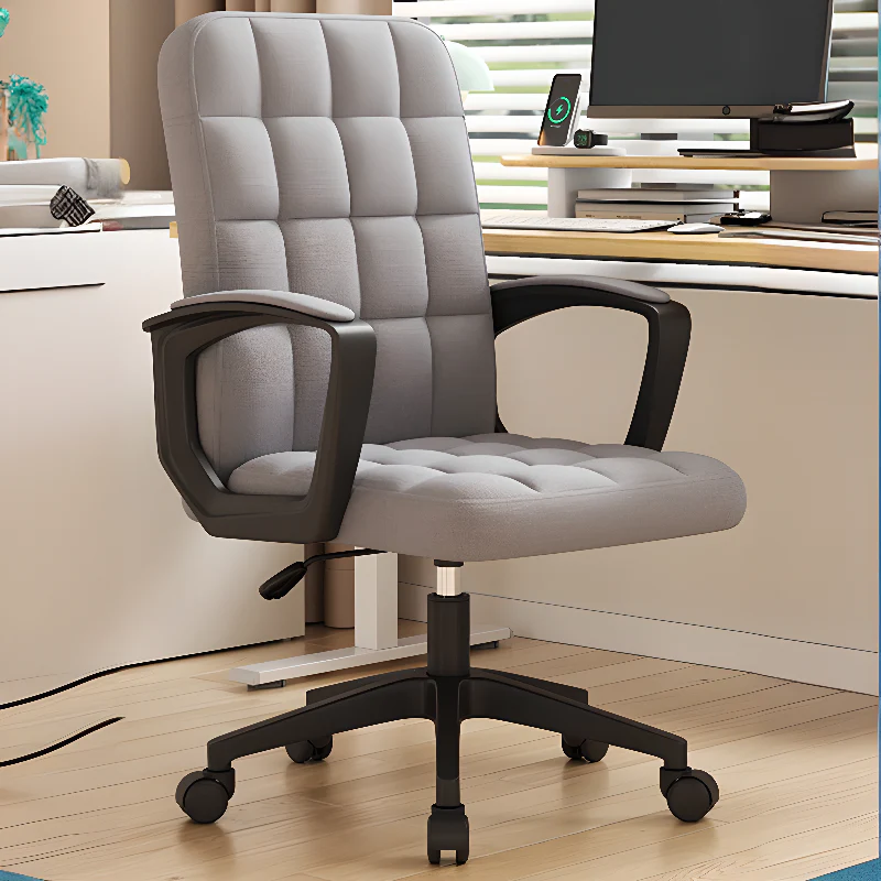 Modern Black Faux Leather Adjustable Swivel Office Chair