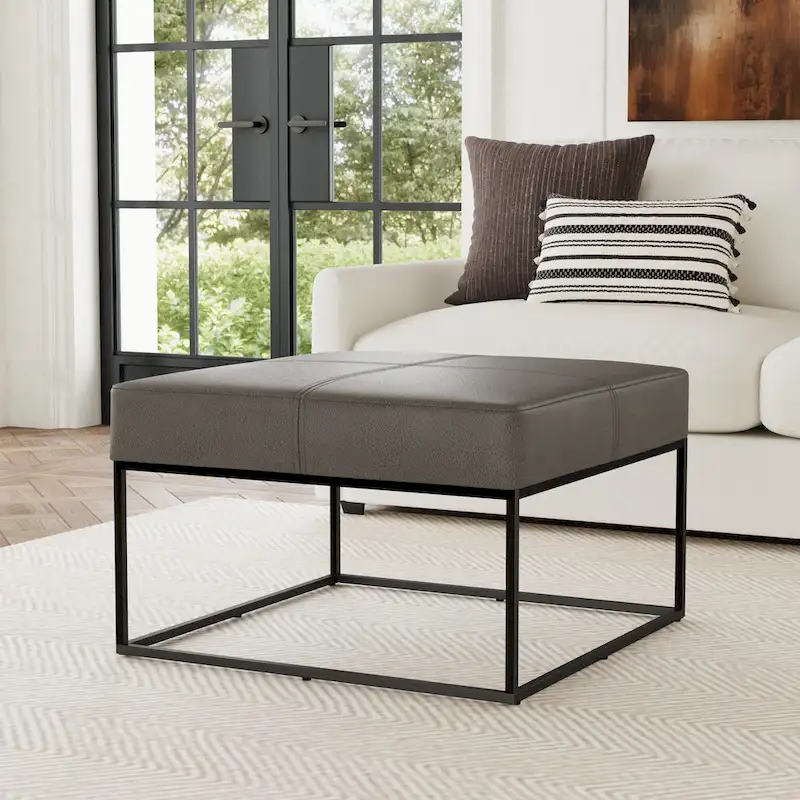 HomePop Square Metal Frame Ottoman