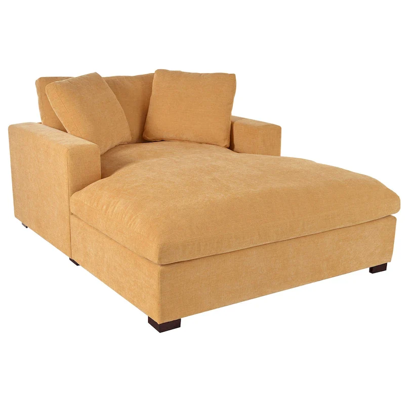 Yellow 53.5 Chaise Lounge Chair with Wood Legs