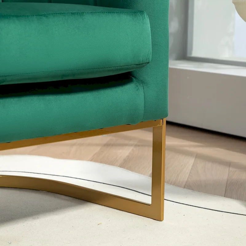 Modern Velvet Gold Accent Armchair