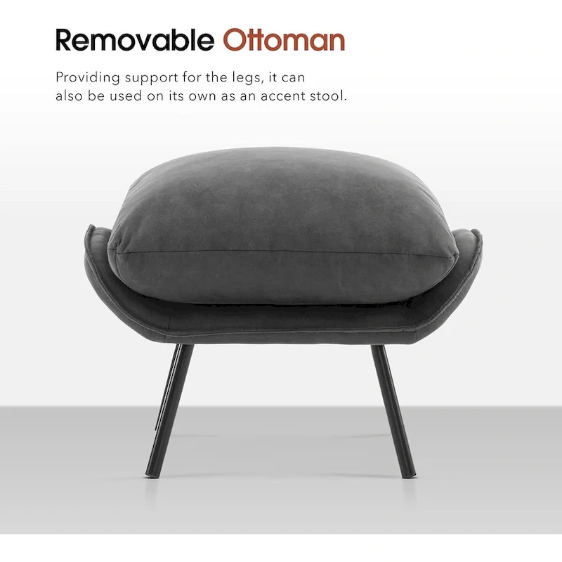 MCombo Set of 2 Accent Chair with Ottoman, Leathaire Fabric LW951