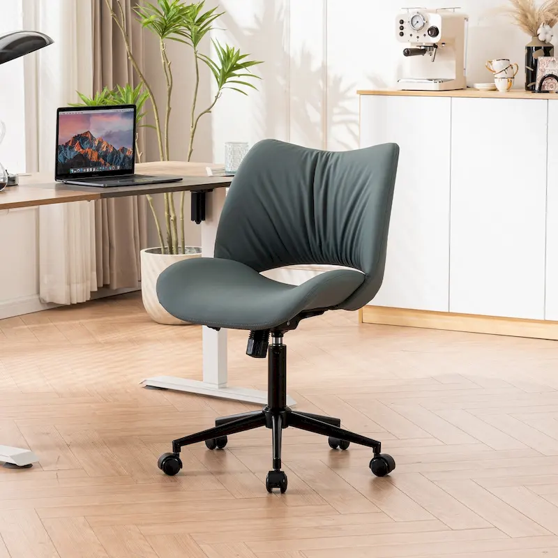 Swivel Armless Ergonomic Office Chair with Wheels