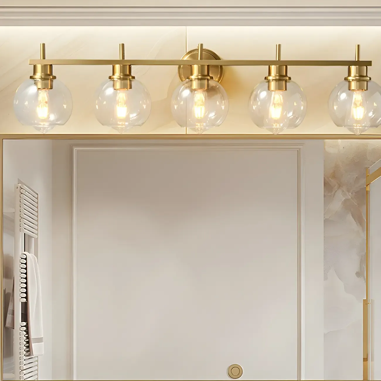 Brass Globe Vanity Light Modern Style for Bathroom