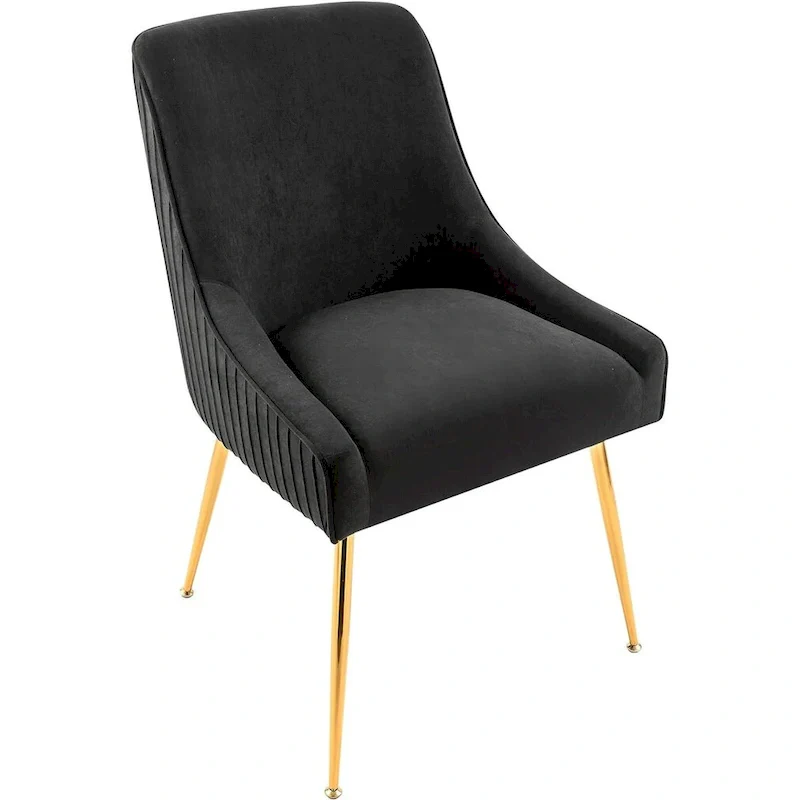 Luxury Velvet Chair with Elegant Scoop Back Design Gold Metal Legs and Soft Upholstery Comfortable Seating