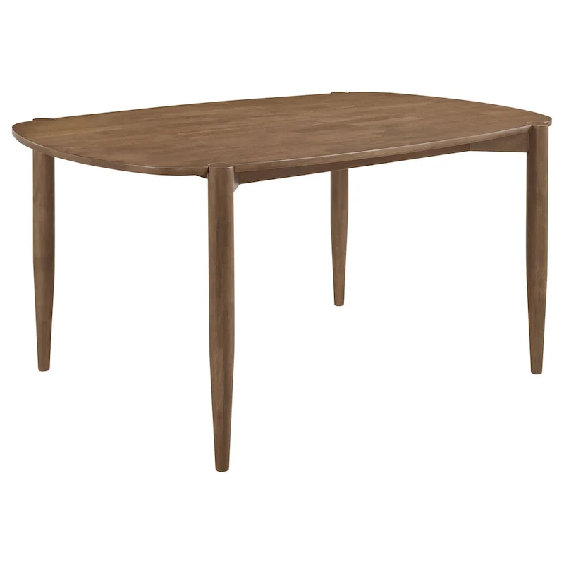 Dora Dining Table, 63 Inch Oval Top, Tapered Legs, Walnut Brown Solid Wood